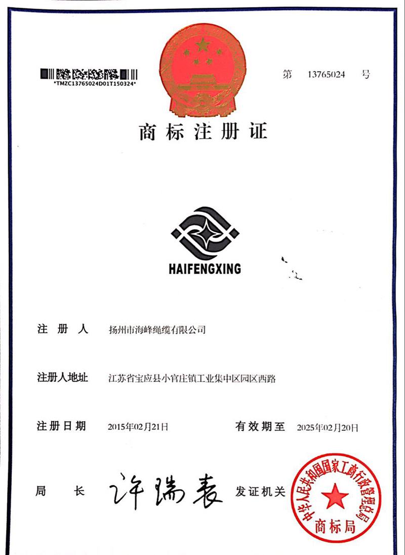 20 Trademark registration certificate